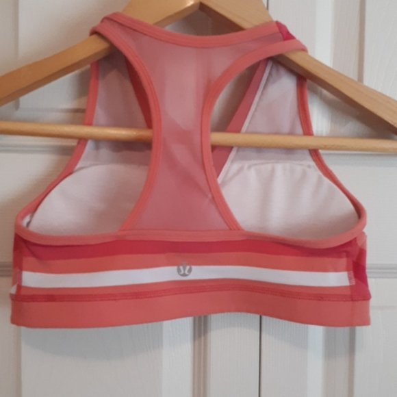 Coral, Orange & White Lululemon Sports Bra, size 6 - Picture 2 of 3